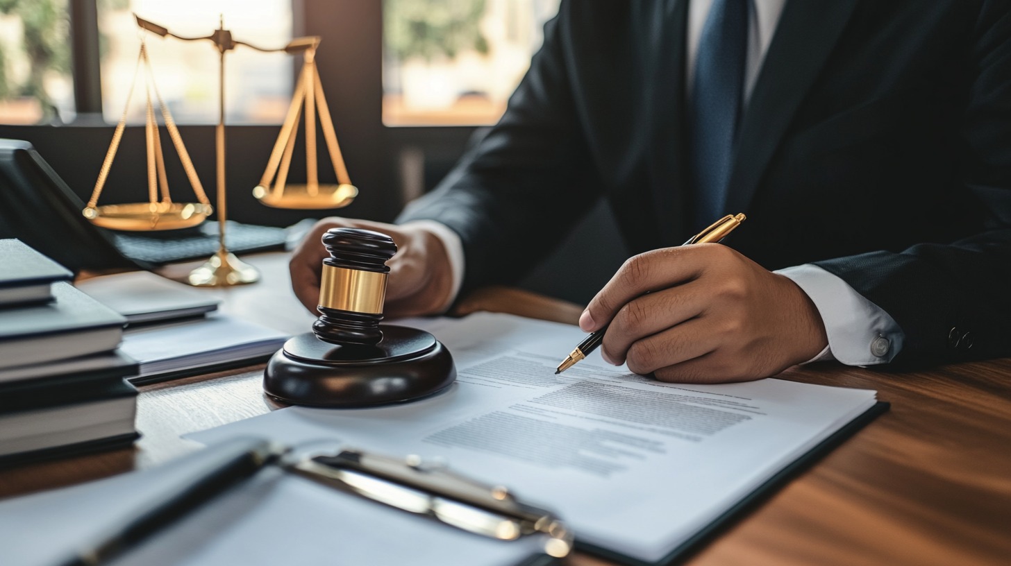 Lawyer signing documents